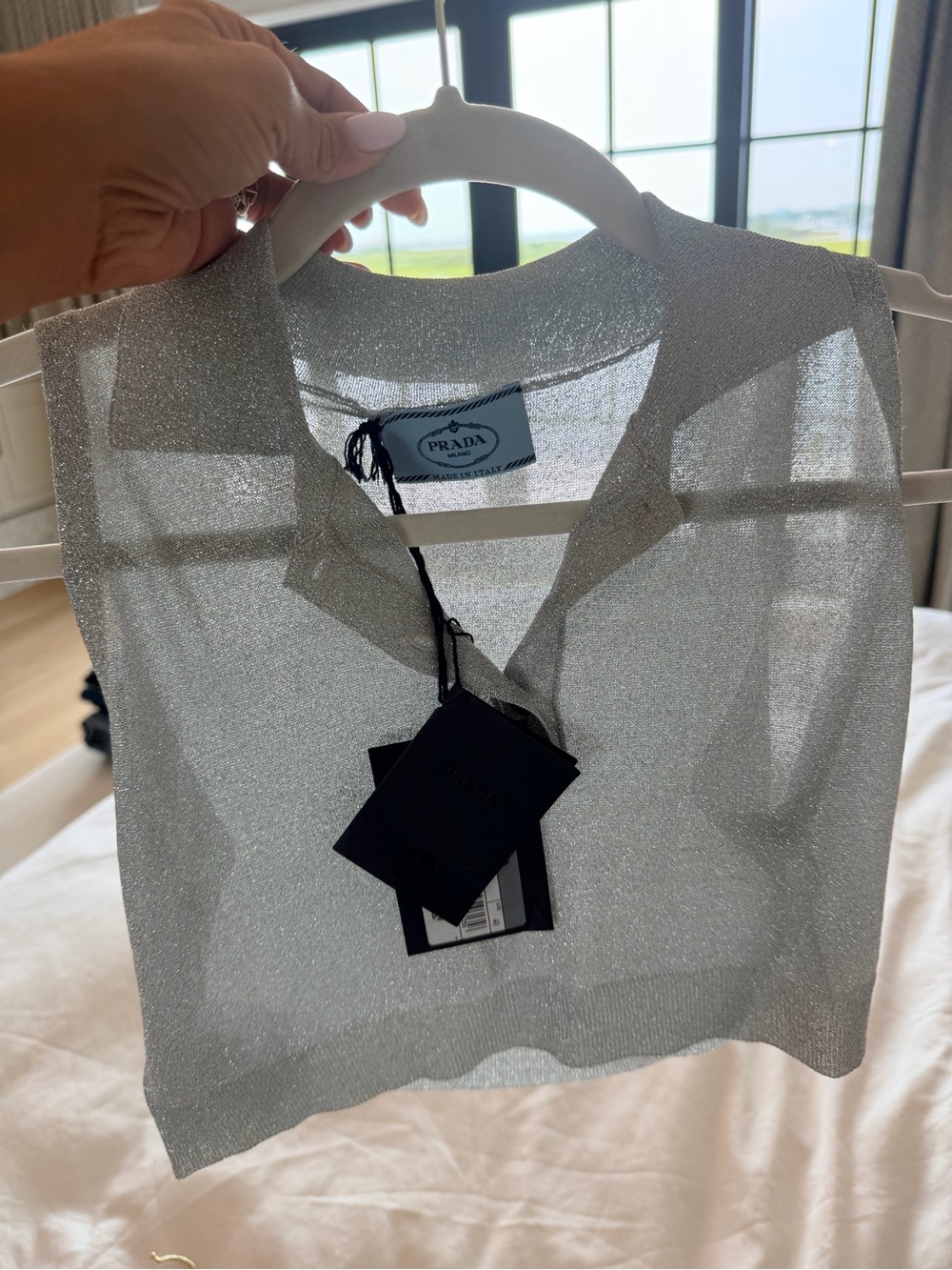 Prada Silver Sheer Knit Camisole